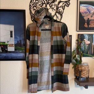 Women’s 2000’s fashion Striped Hooded Cardigan